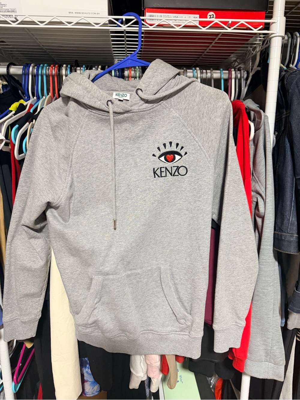 KENZO Grey Hoodie with Embroidered Eye Logo